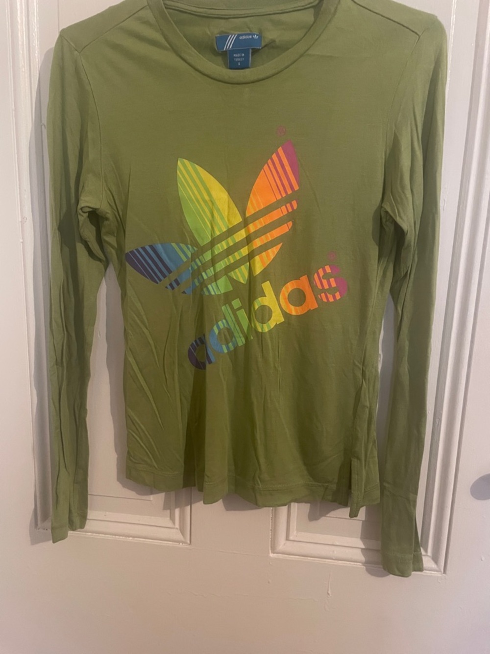 Adidas Olive Green Long-Sleeve Logo Tee